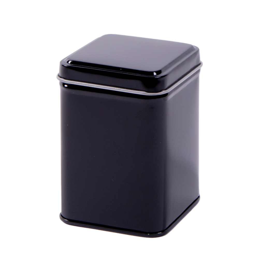 Theeblik vierkant 6x6x8 zwart met los deksel 