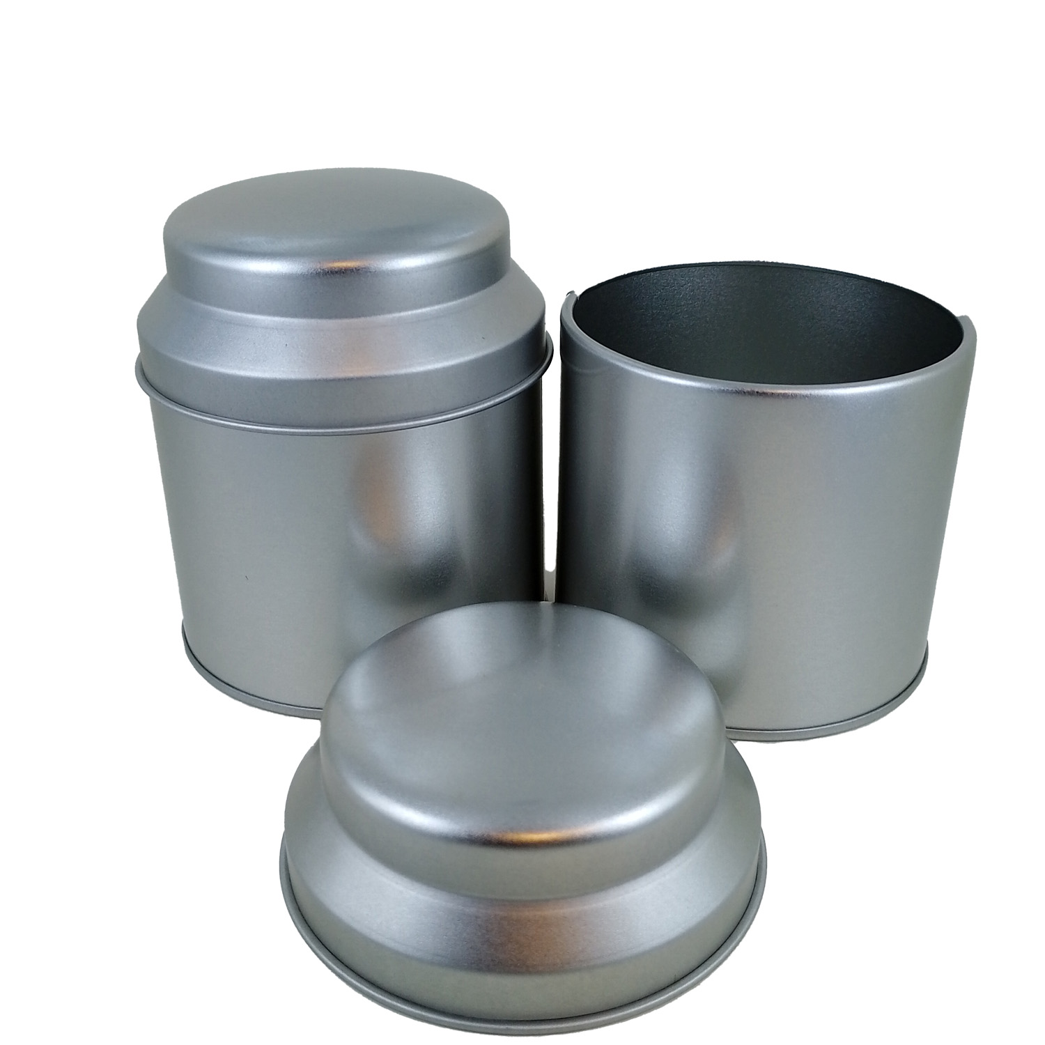 Theeblik  zilverkleurig met aroma deksel 7,2 x 9,0 cm