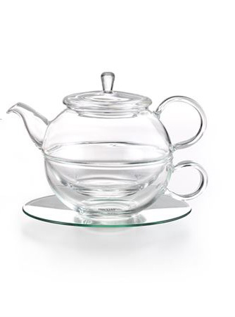 Tea-for-one set transparant glas