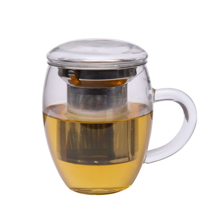 Theeglas met RVS filter