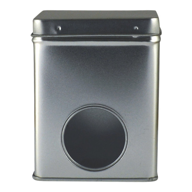 Vierkant blik met rond venster 7,5x7,5x10