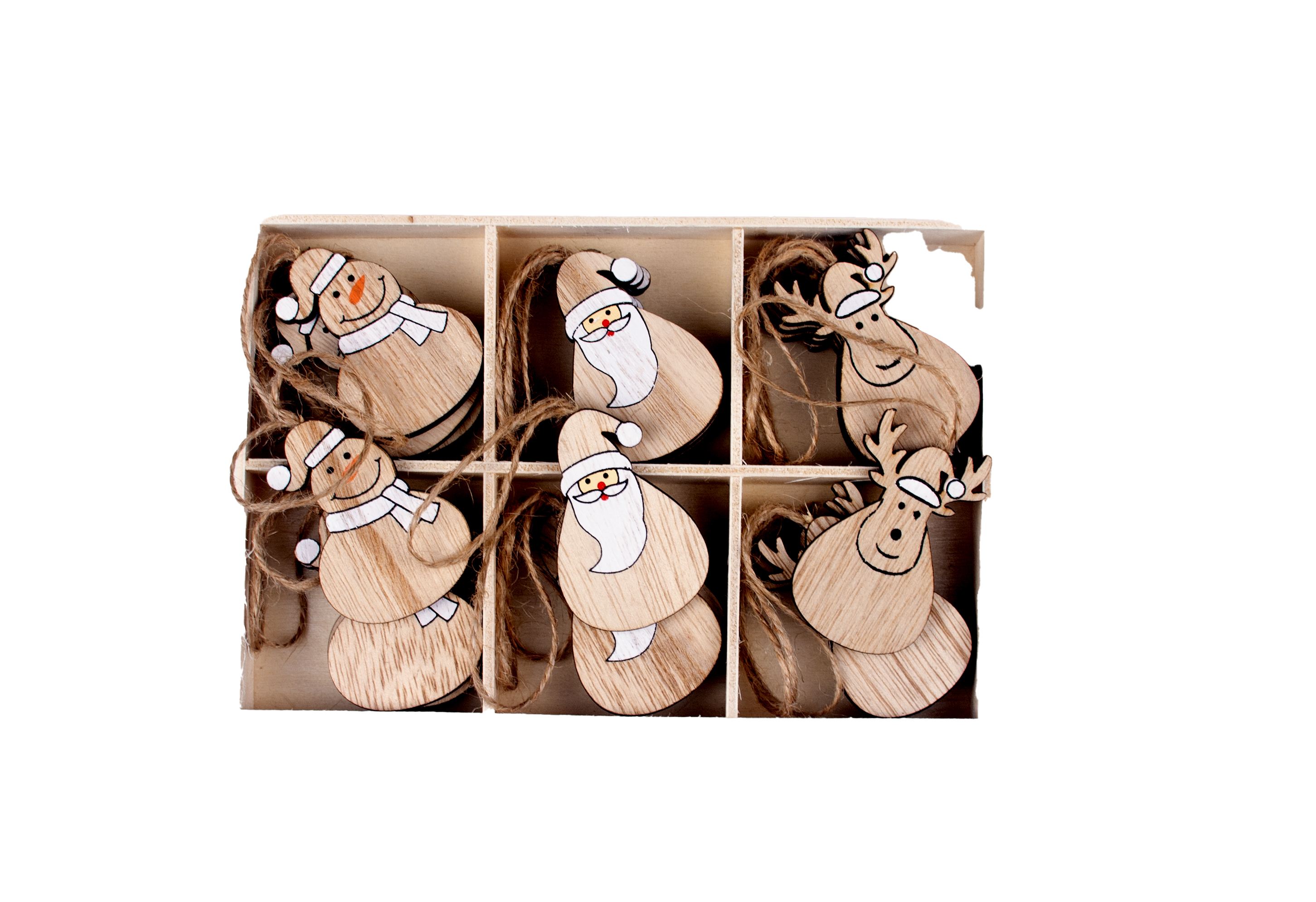 Houten kerstfiguren 24 stuks