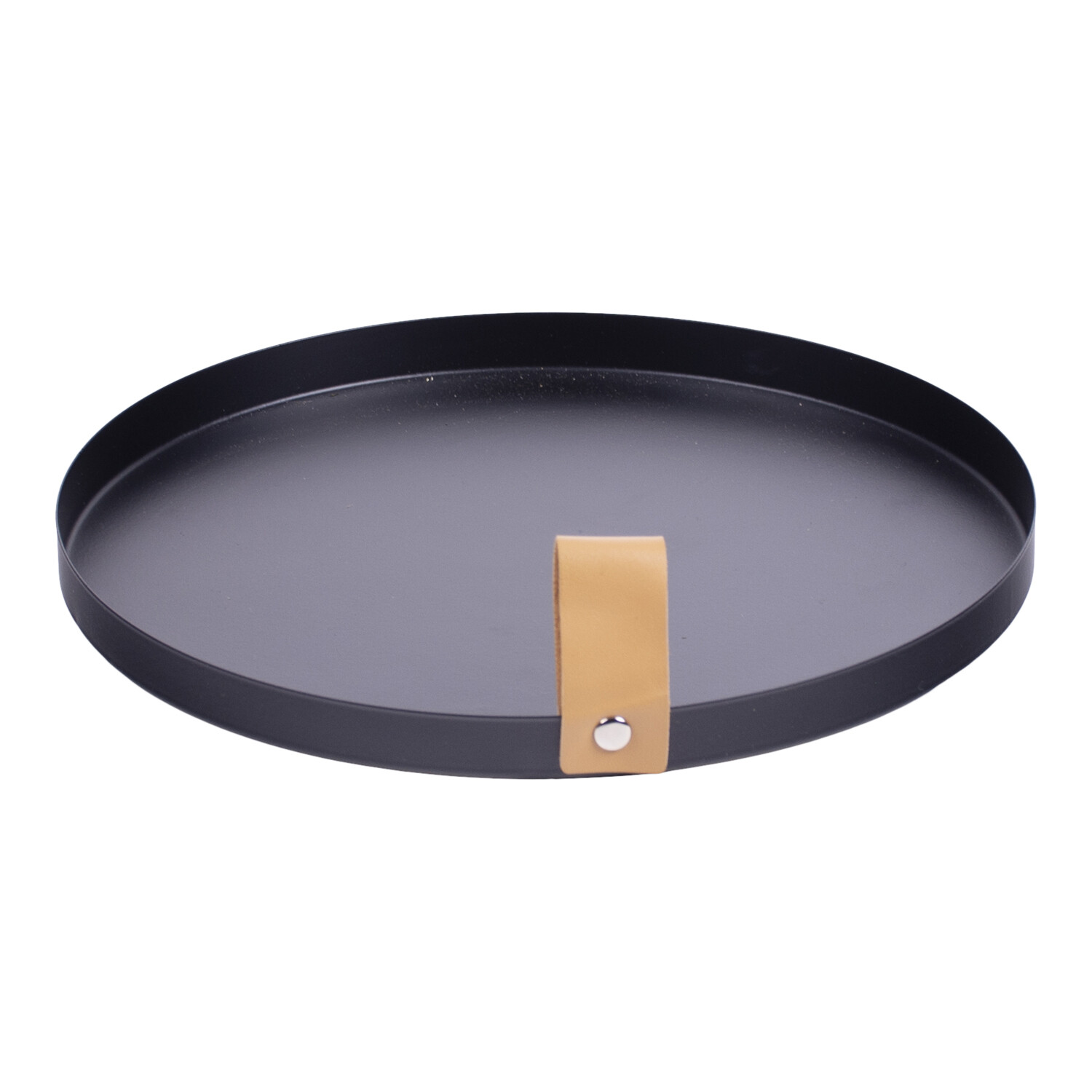 Plateau rond zwart metaal 25x2 cm