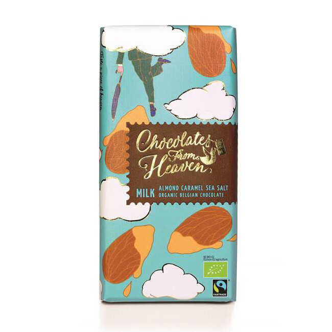 Belgische melkchocolade met amandel, caramel en zeezout