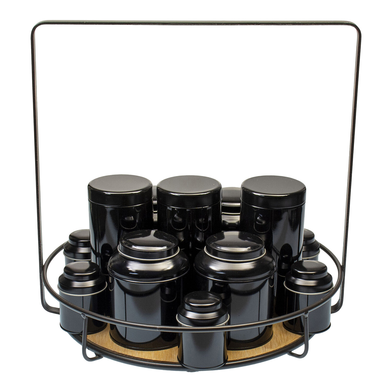 Tray Black Metal & Wood Large met blikken