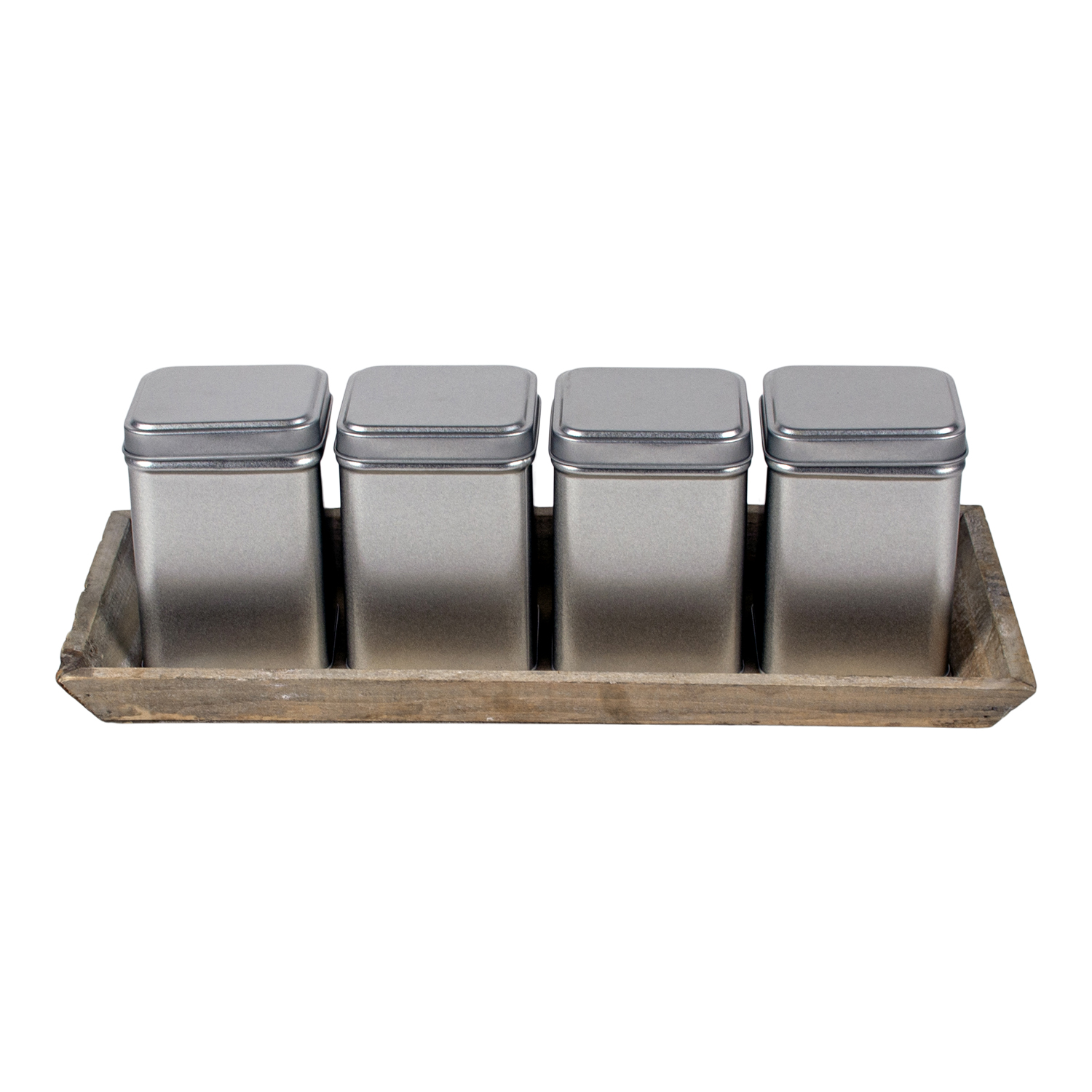 Grey wash tray met 4 blikken