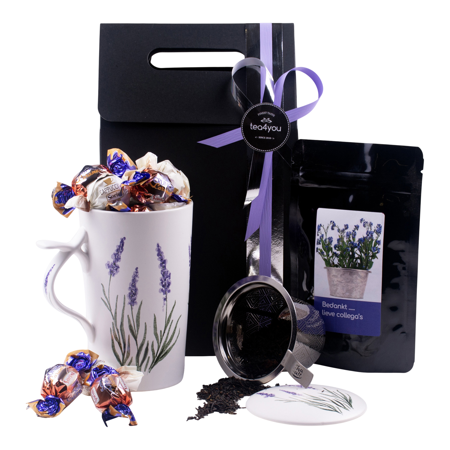 Thee cadeau met lavendel beker