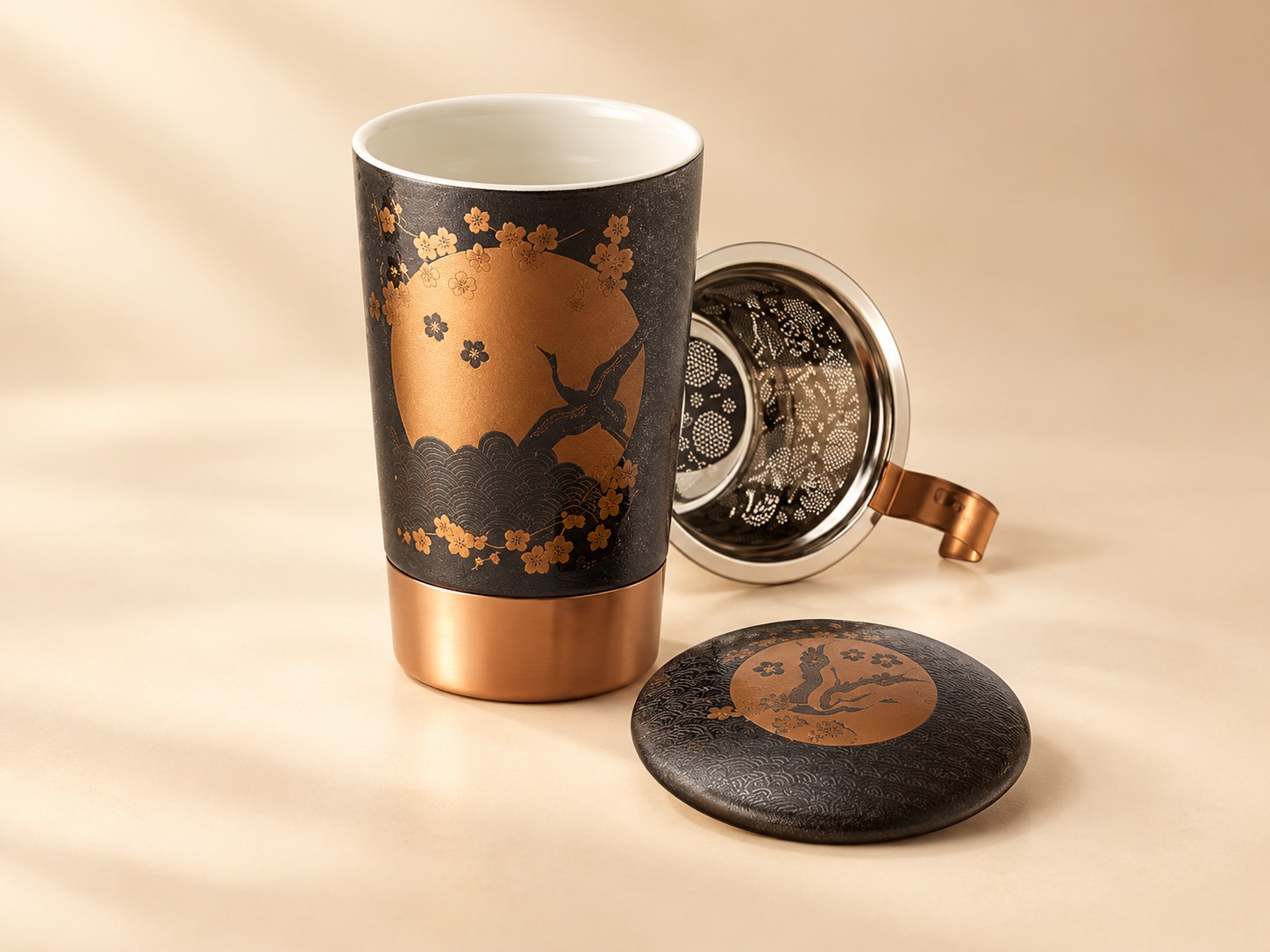 Kruidenbekerzwart-brons met theefilter