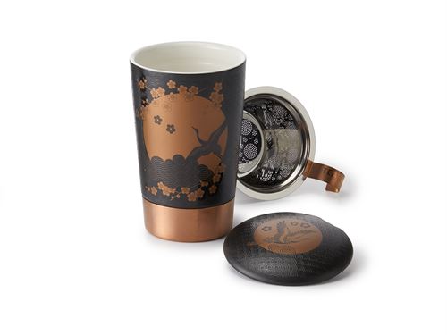 Kruidenbekerzwart-brons met theefilter